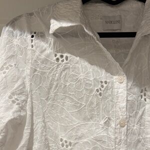 Madeline Floral Embroidered White Blouse